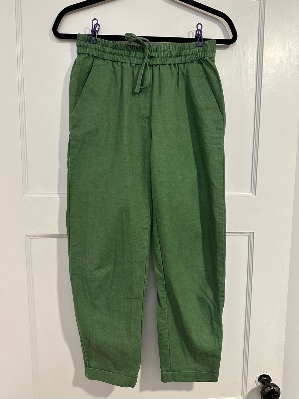 EUC J.Crew Linen Cotton Blend Green Drawstring Pants 00
